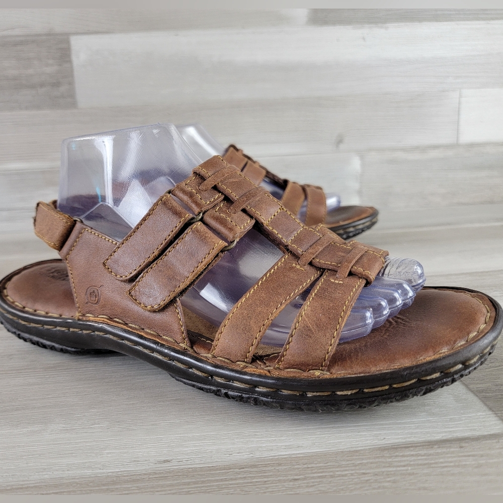 Born Brown Leather Open Toe Sandals Women's Size 10